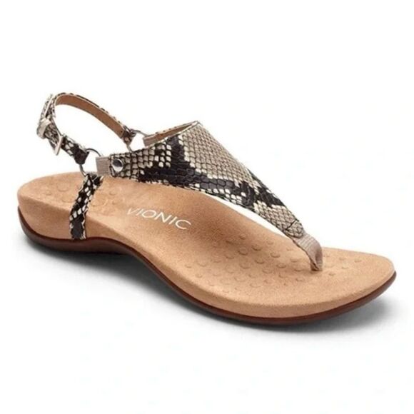 Vionic Kirra snake print leather slingback thong sandals women’s shoe size 8 - Picture 1 of 9